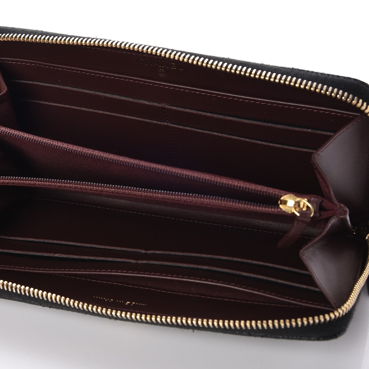 Caviar Quilted Large Gusset Zip Around Wallet Black
