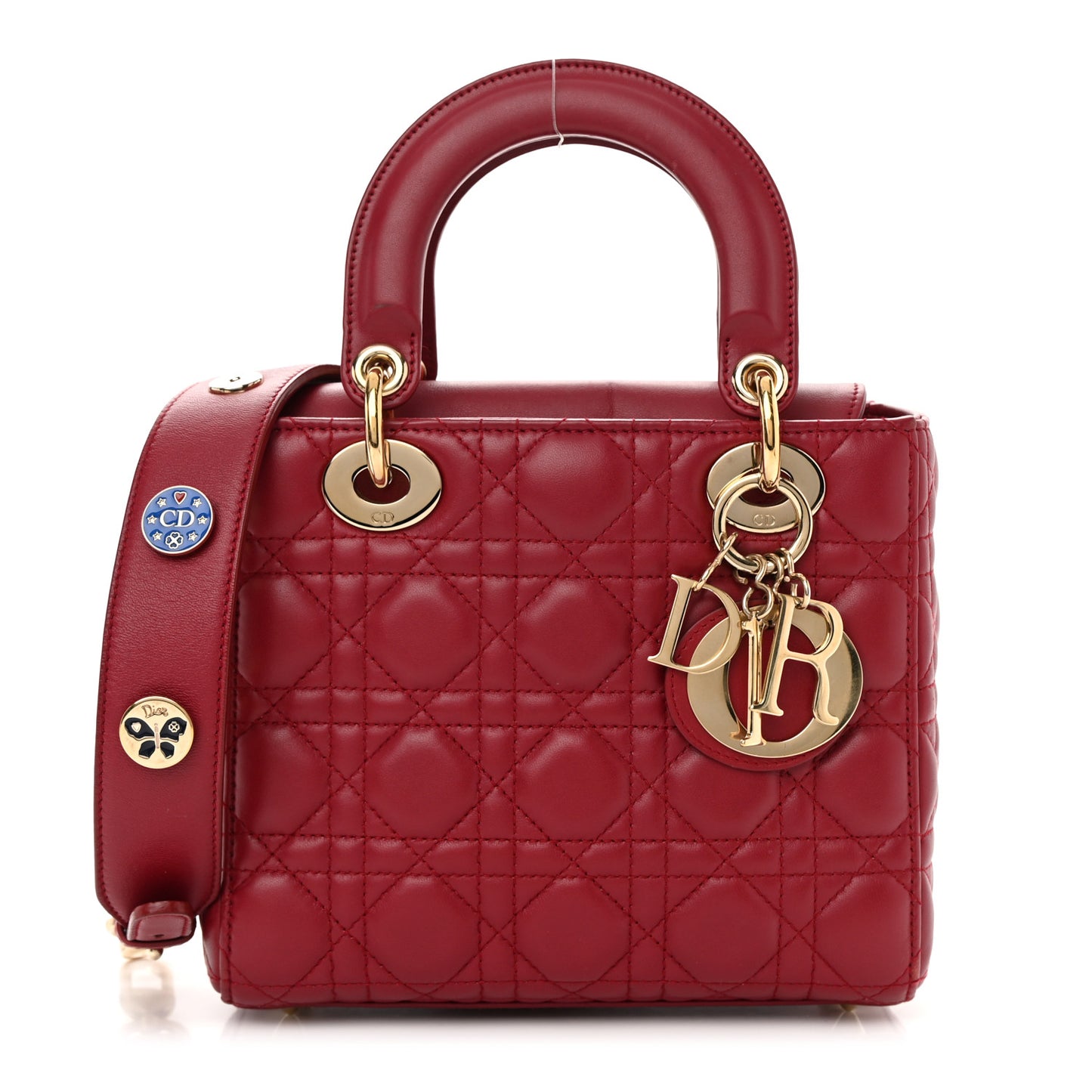 Lambskin Cannage Small Lucky Badges My Lady Dior Red