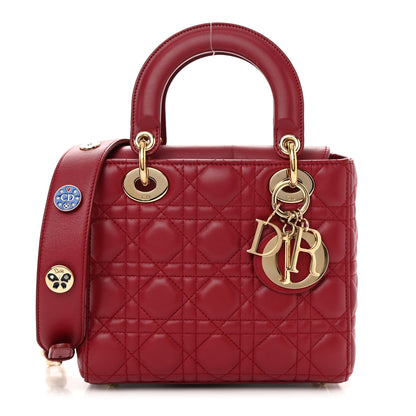 Christian Dior Lambskin Cannage Small Lucky Badges My Lady Dior Red 1 of 17