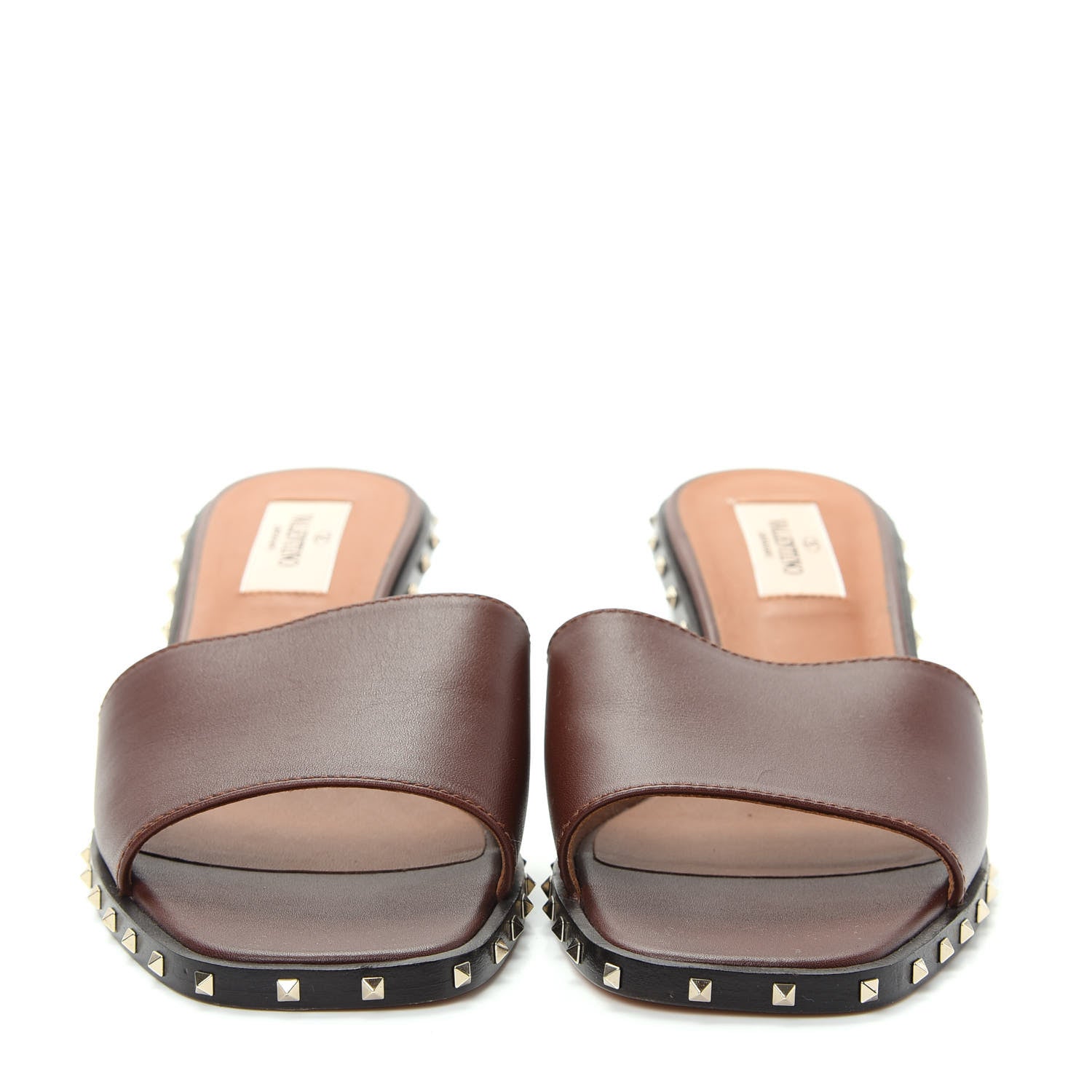 Valentino Garavani Nappa Soul Rockstud 55mm Slide Sandals 37 Brown 2 of 10