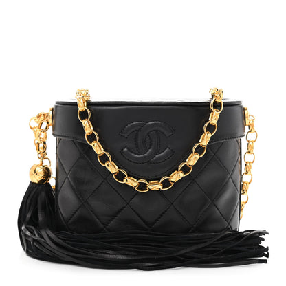Chanel Lambskin Quilted Small Tassel Shoulder Bag Black 1 of 13