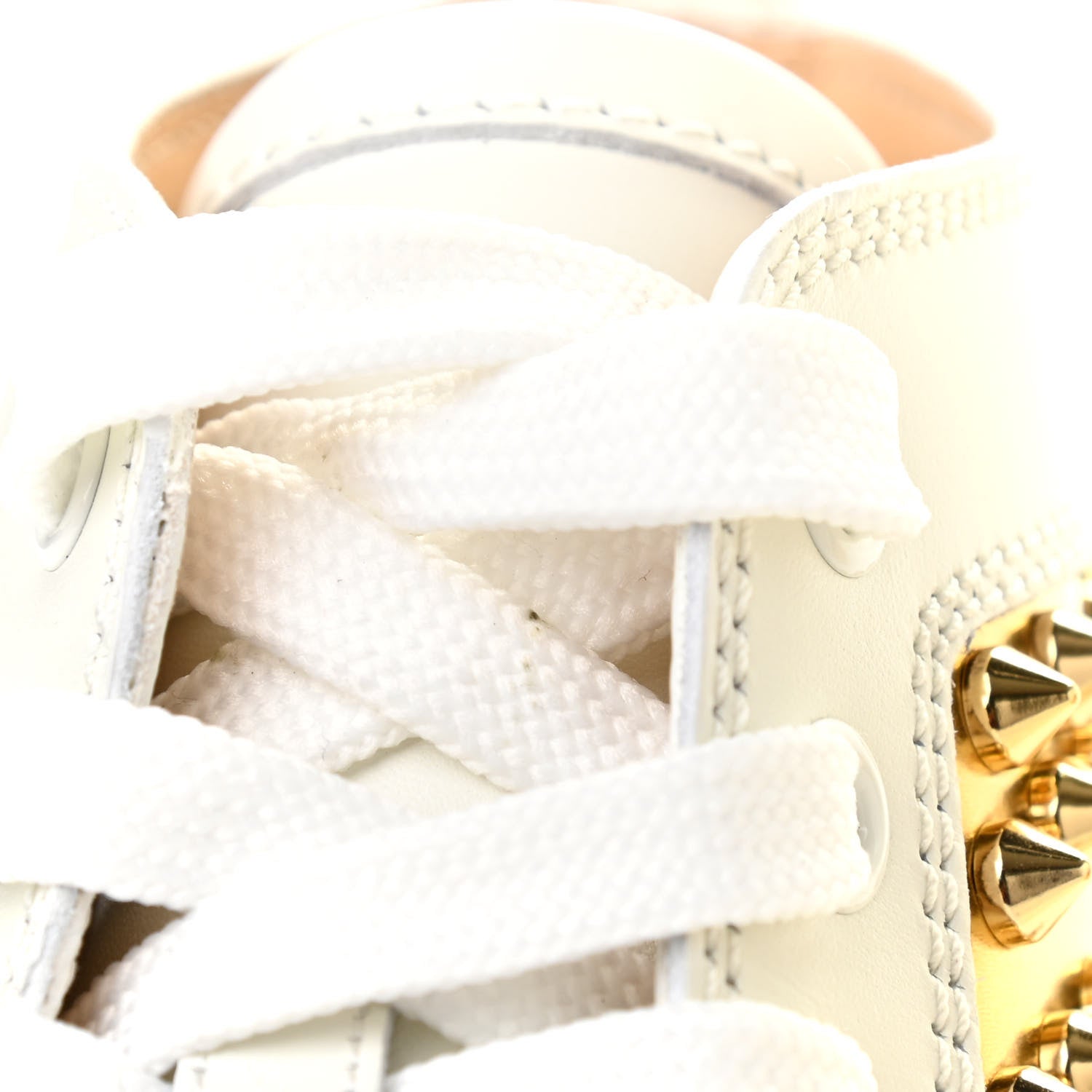 Christian Louboutin Calfskin Laminato Dino Spikes Yang Louis Flat Sneakers 37.5 Latte Gold 11 of 13