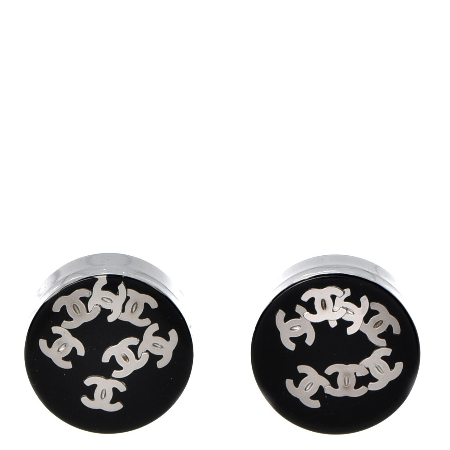 Resin CC Earrings Black Silver
