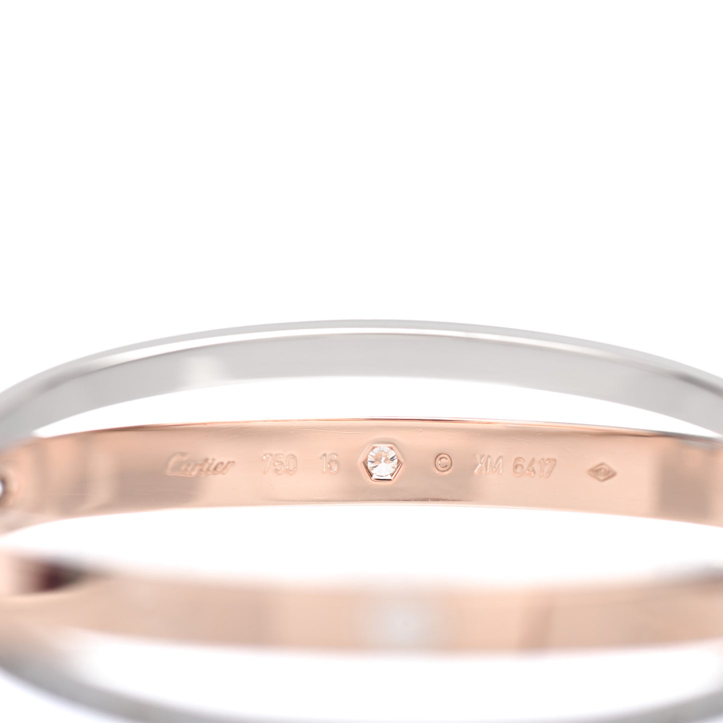 18K Pink White Gold Diamond Double LOVE Paved Bracelet 16