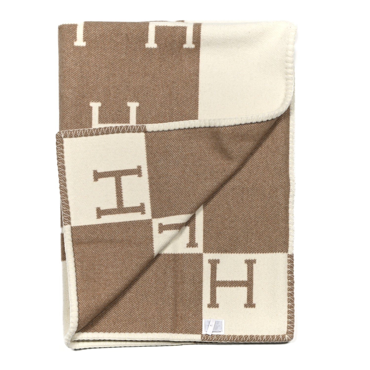 Hermes Wool Cashmere Avalon Baby Blanket Noisette Moyen White 2 of 3