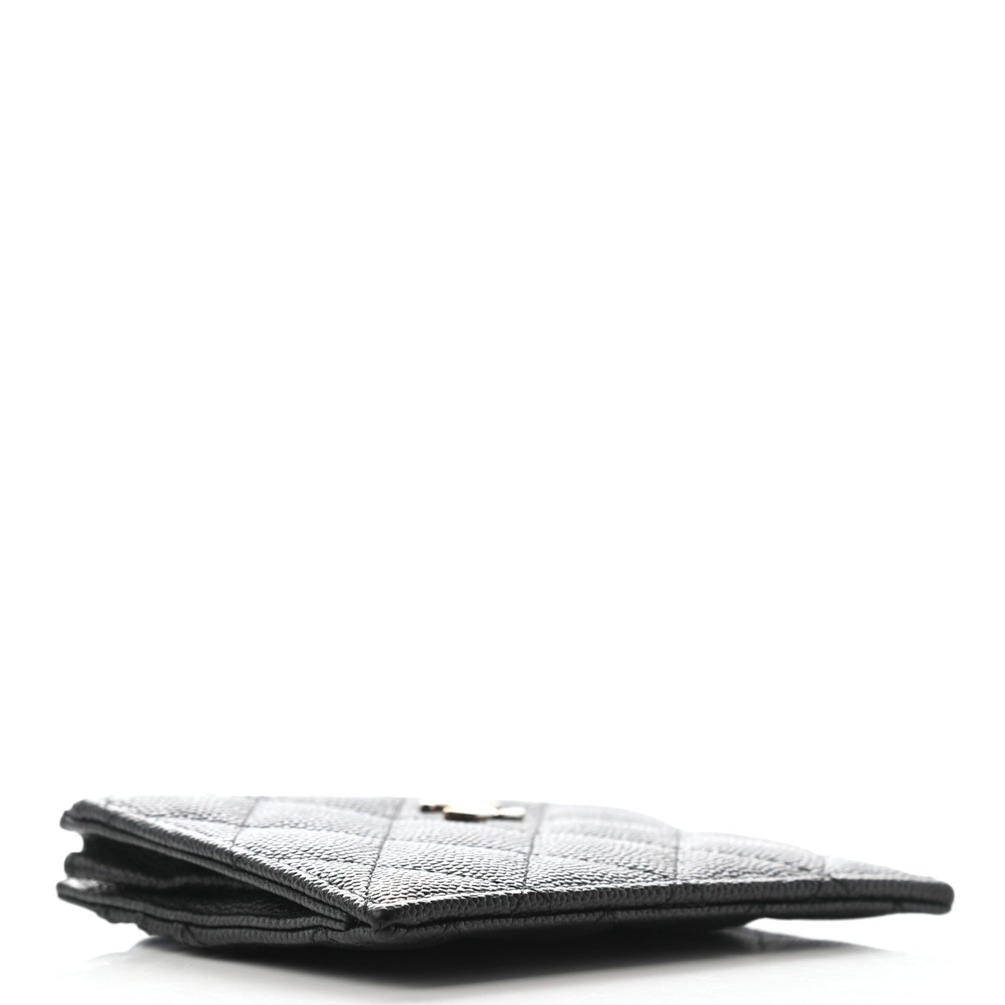 Caviar Quilted CC Zip Card Holder Black