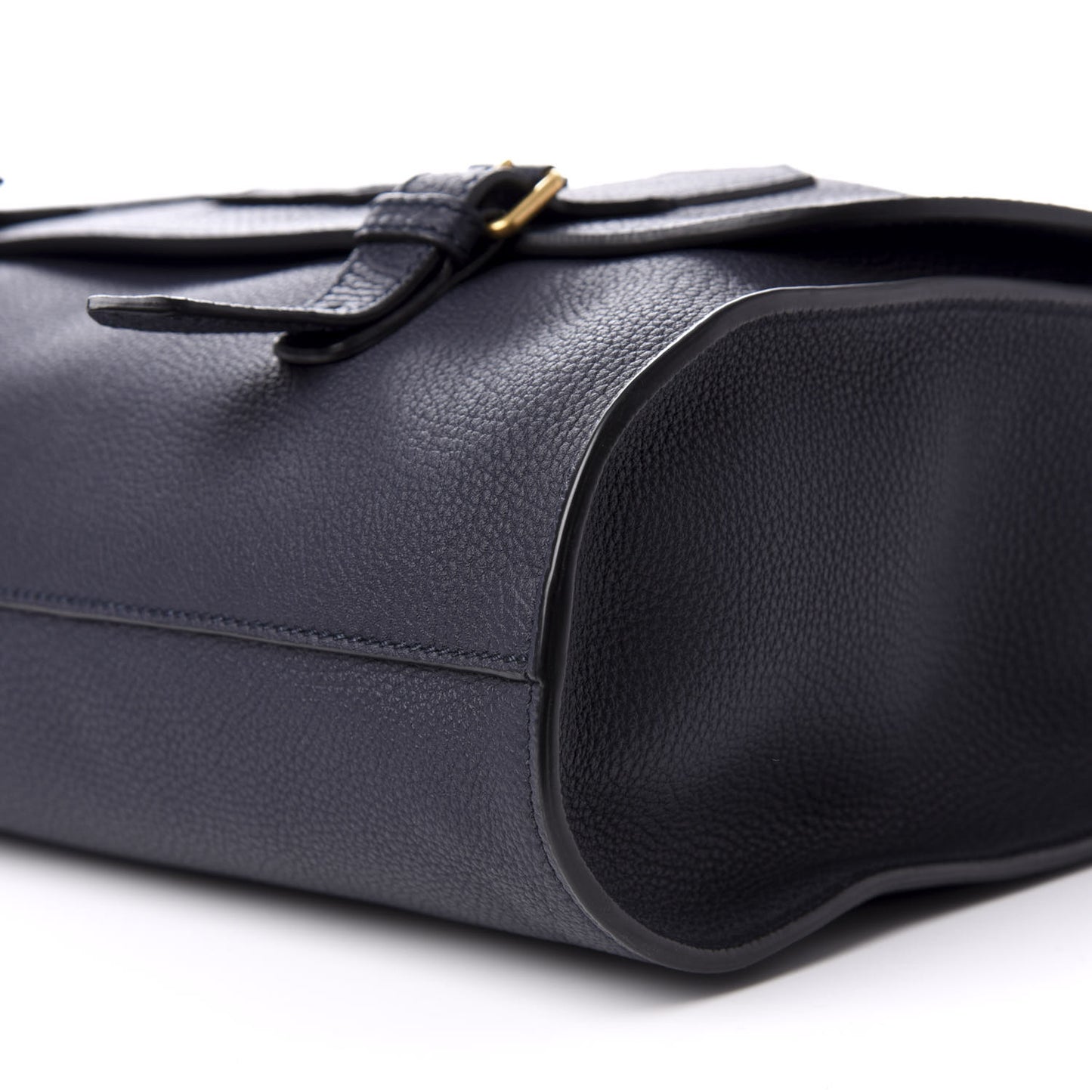 Grained Calfskin Mens Double Buckle Flap Messenger Bag Blue