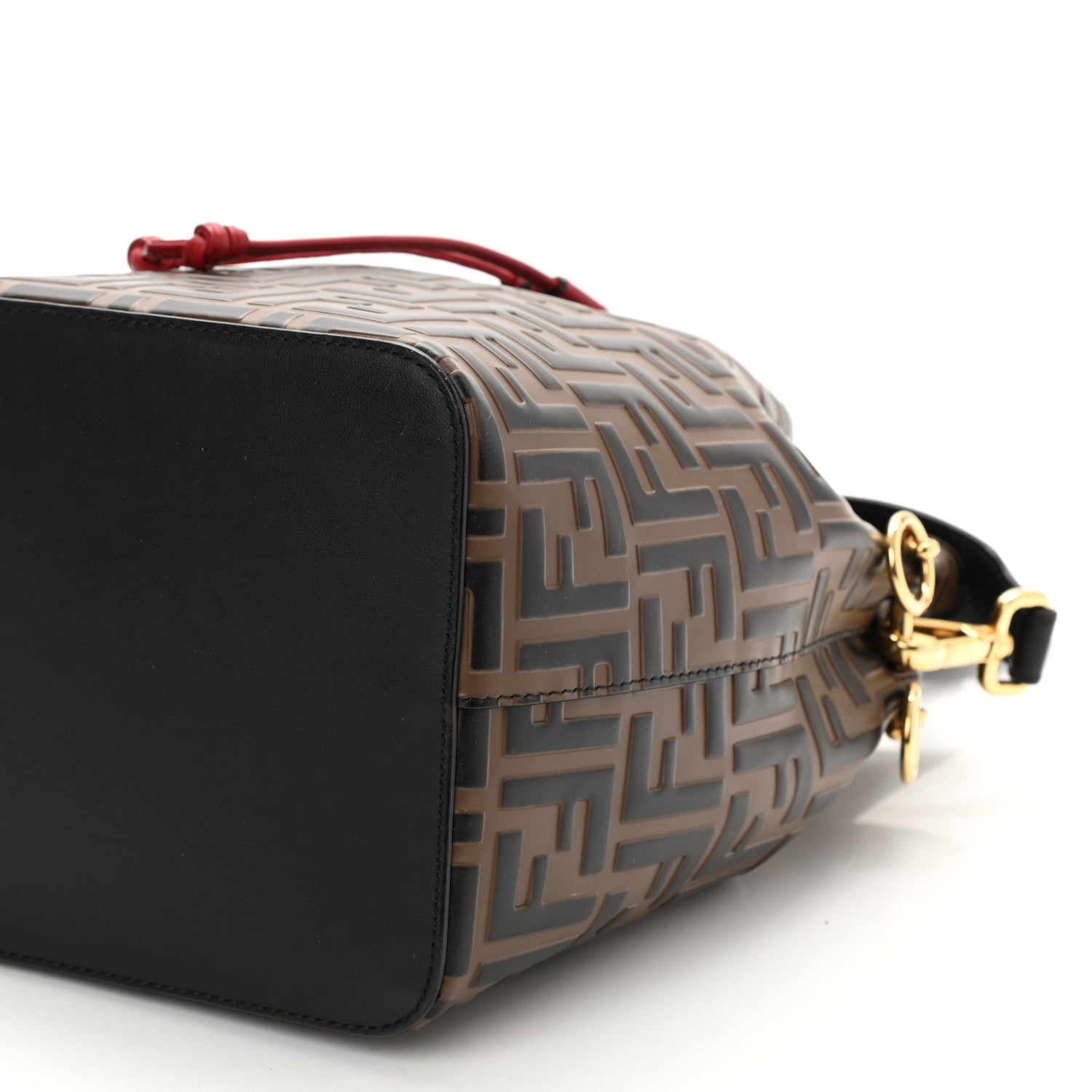 Fendi Vitello Grace F is Fendi Bi-Color FF 1974 Embossed Grande Mon Tresor Bucket Bag Maya Black Fragola 8 of 9