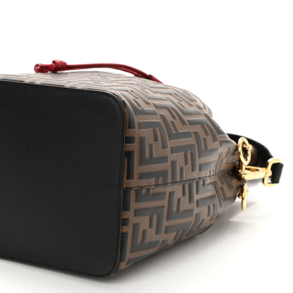 Fendi Vitello Grace F is Fendi Bi-Color FF 1974 Embossed Grande Mon Tresor Bucket Bag Maya Black Fragola 8 of 9