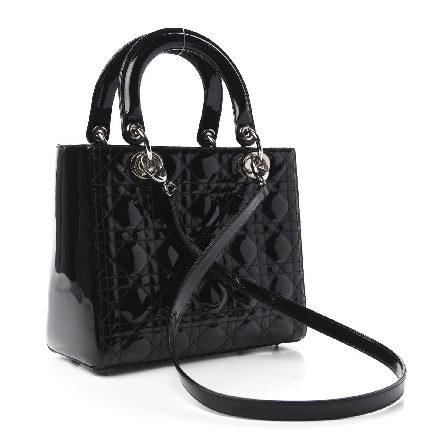 Patent Cannage Medium Lady Dior Black