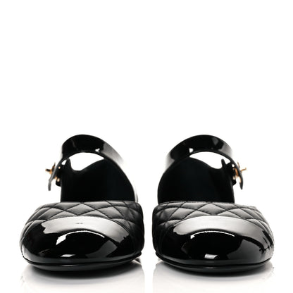 Chanel Patent Lambskin Quilted Cap Toe Ballerina Flats 39.5 Black 3 of 20