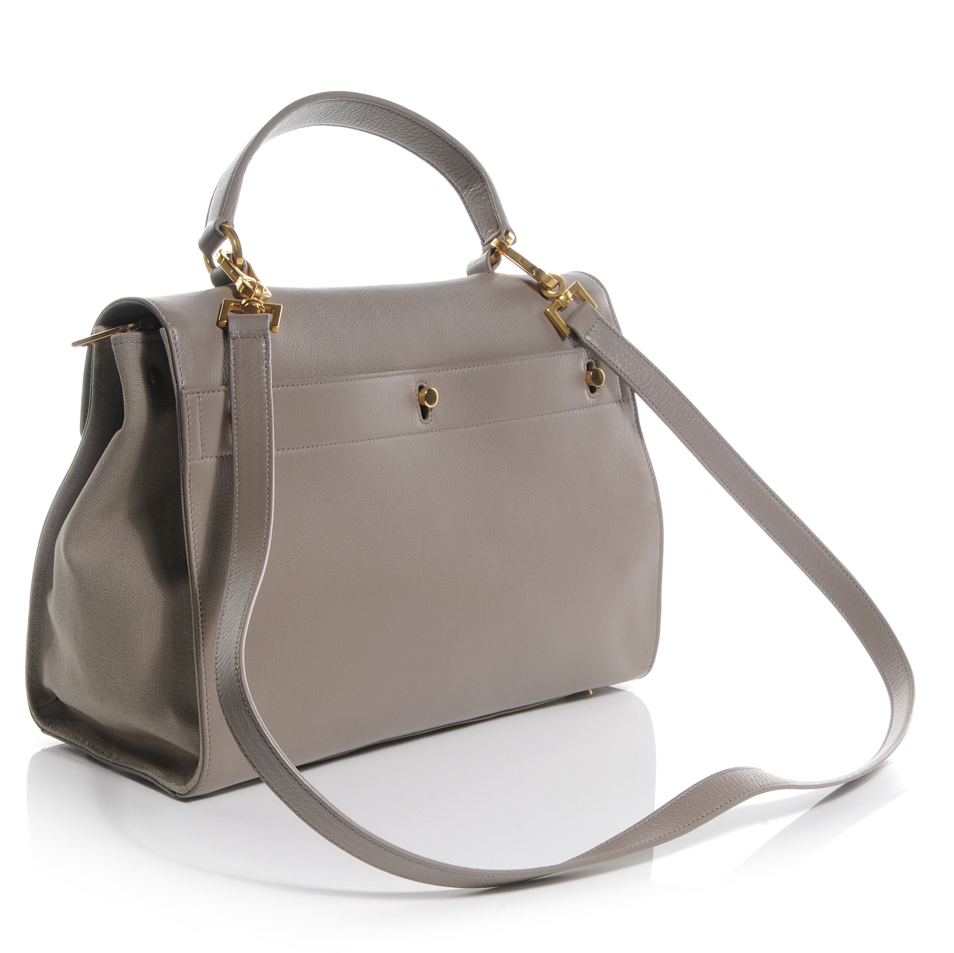 Saint Laurent Leather and Canvas Muse Two Convertible Grey 3 of 9