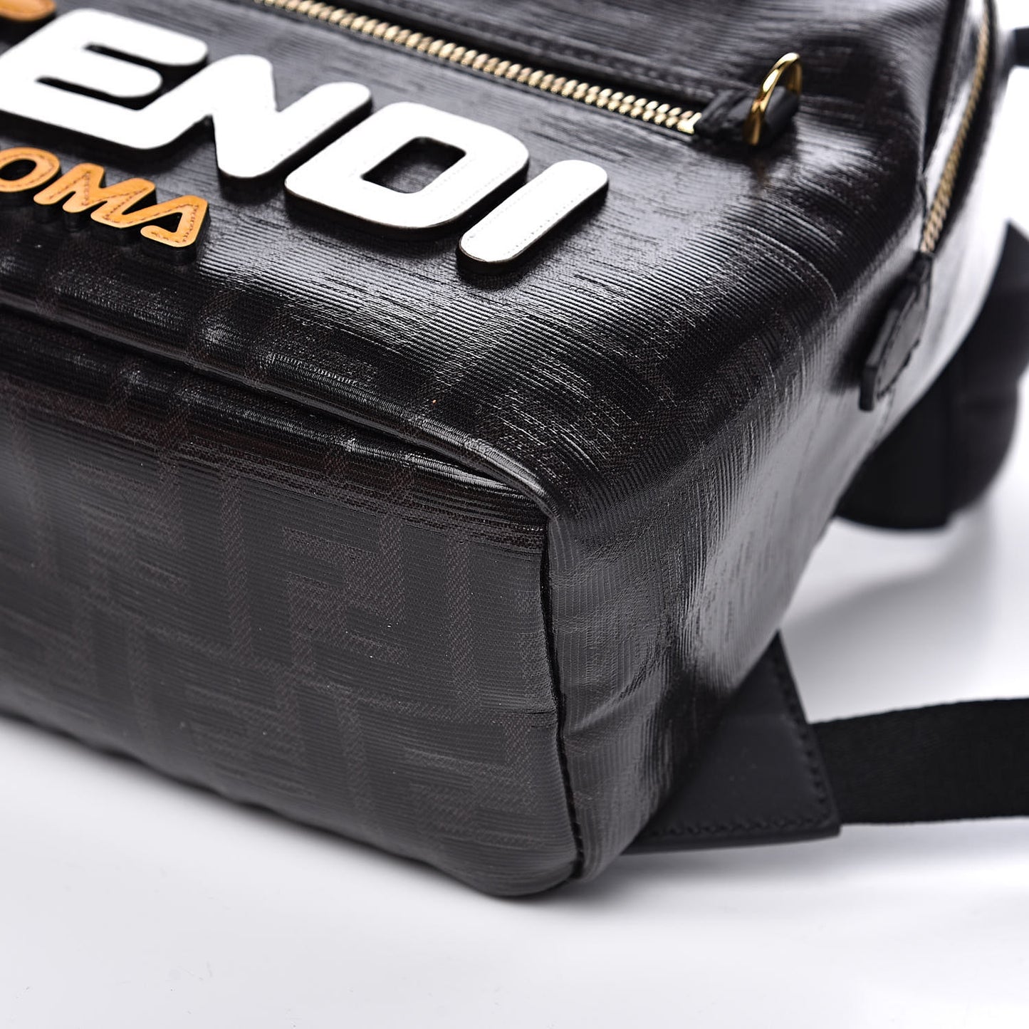 X FILA Glazed Fabric Vitello Century FF 1974 Mania Mini Backpack Black White