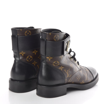 Louis Vuitton Calfskin Monogram Wonderland Flat Ranger Boots 39 Black 4 of 7