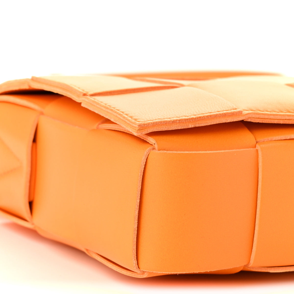 Bottega Veneta Lambskin Maxi Intrecciato Cassette Crossbody Bag Tangerine 9 of 11