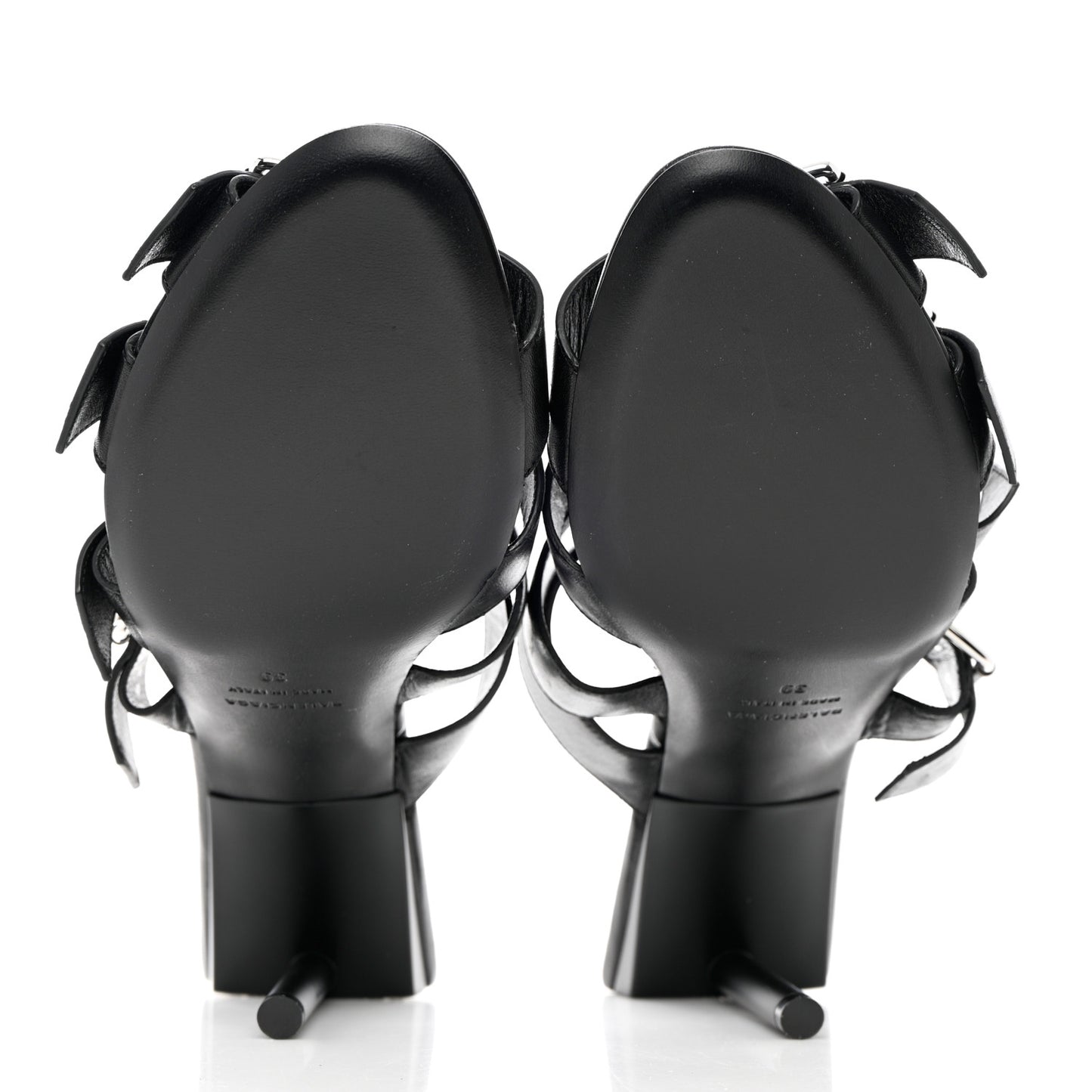 Shiny Sheepskin Bluckle K 80mm Sandals 39 Black