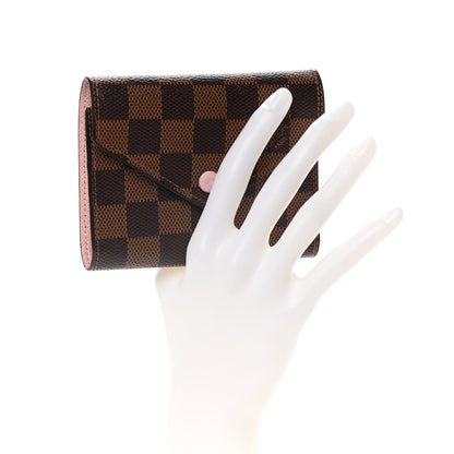 Louis Vuitton Damier Ebene Victorine Wallet Rose Ballerine 2 of 12
