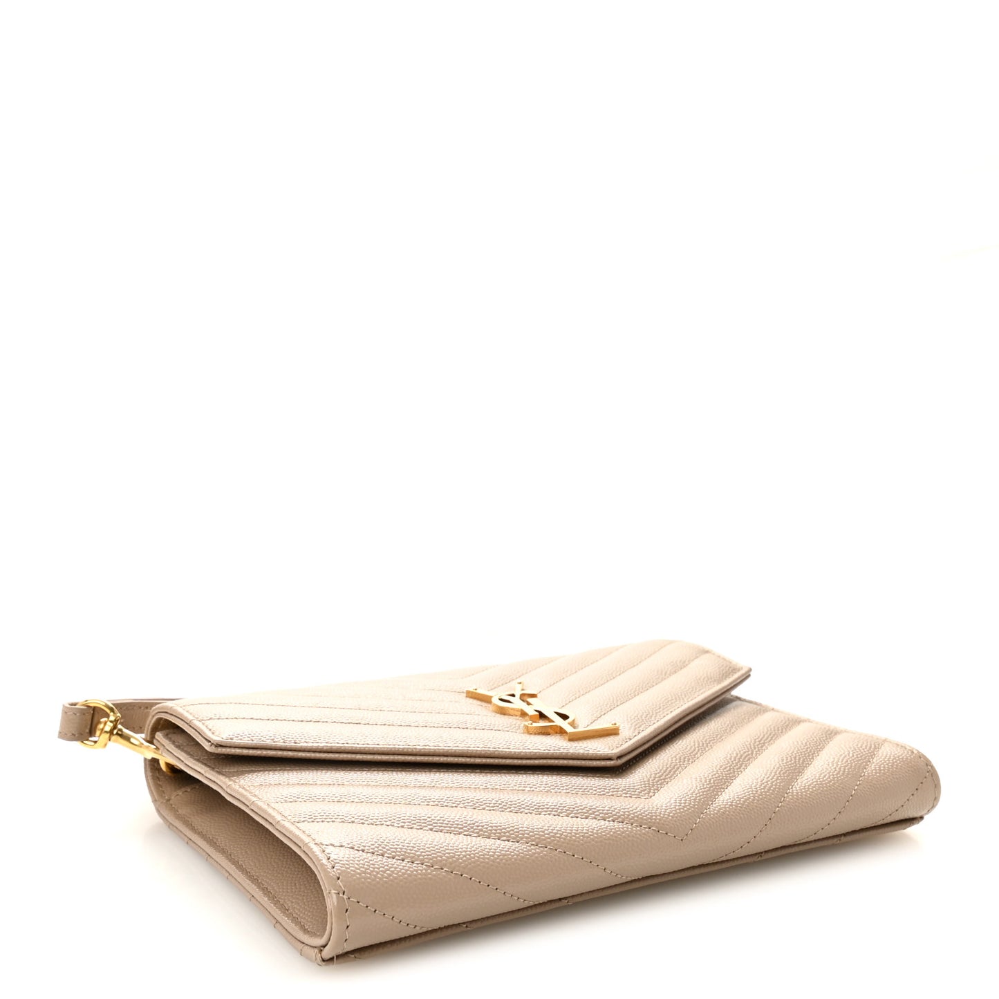 Grain De Poudre Matelasse Chevron Monogram Envelope Clutch Dark Beige