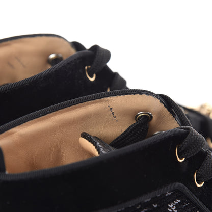 Christian Louboutin Patent Galucalf Velvet Sequin Embellished Mad Flat Sneakers 41 Black 5 of 11