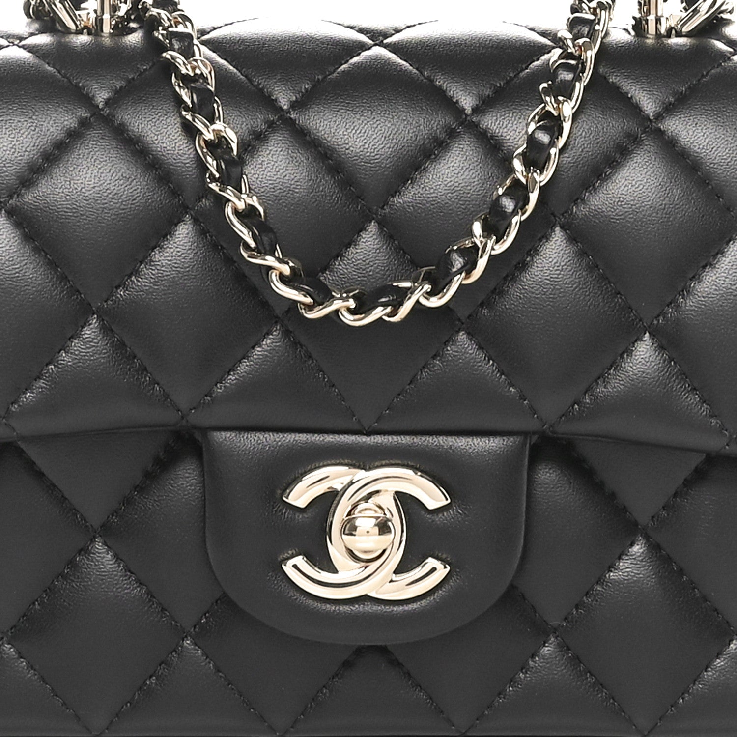 Chanel Lambskin Quilted Mini Top Handle Rectangular Flap Black 8 of 11