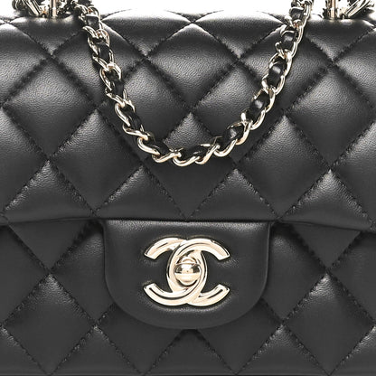 Chanel Lambskin Quilted Mini Top Handle Rectangular Flap Black 8 of 11
