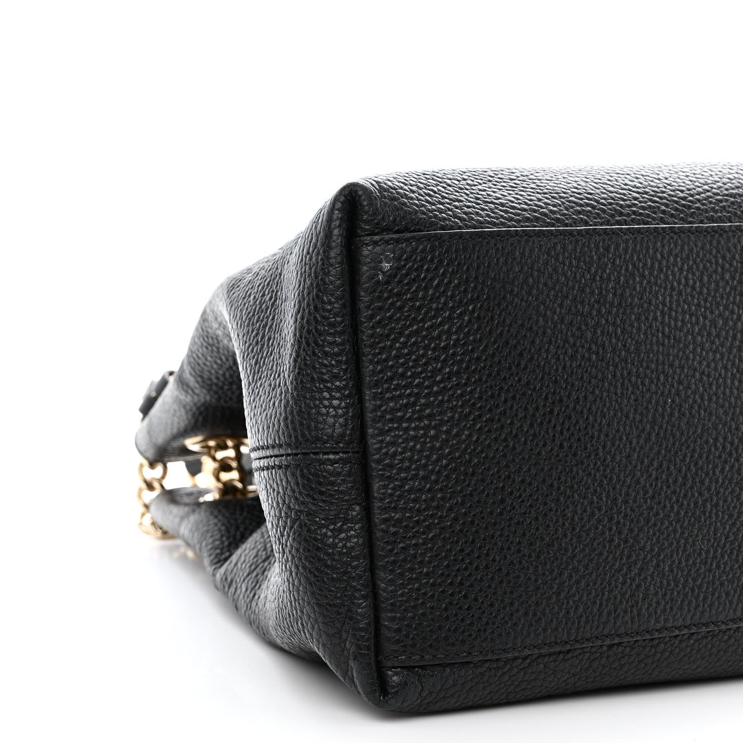 Pebbled Calfskin Medium Soho Chain Shoulder Bag Black
