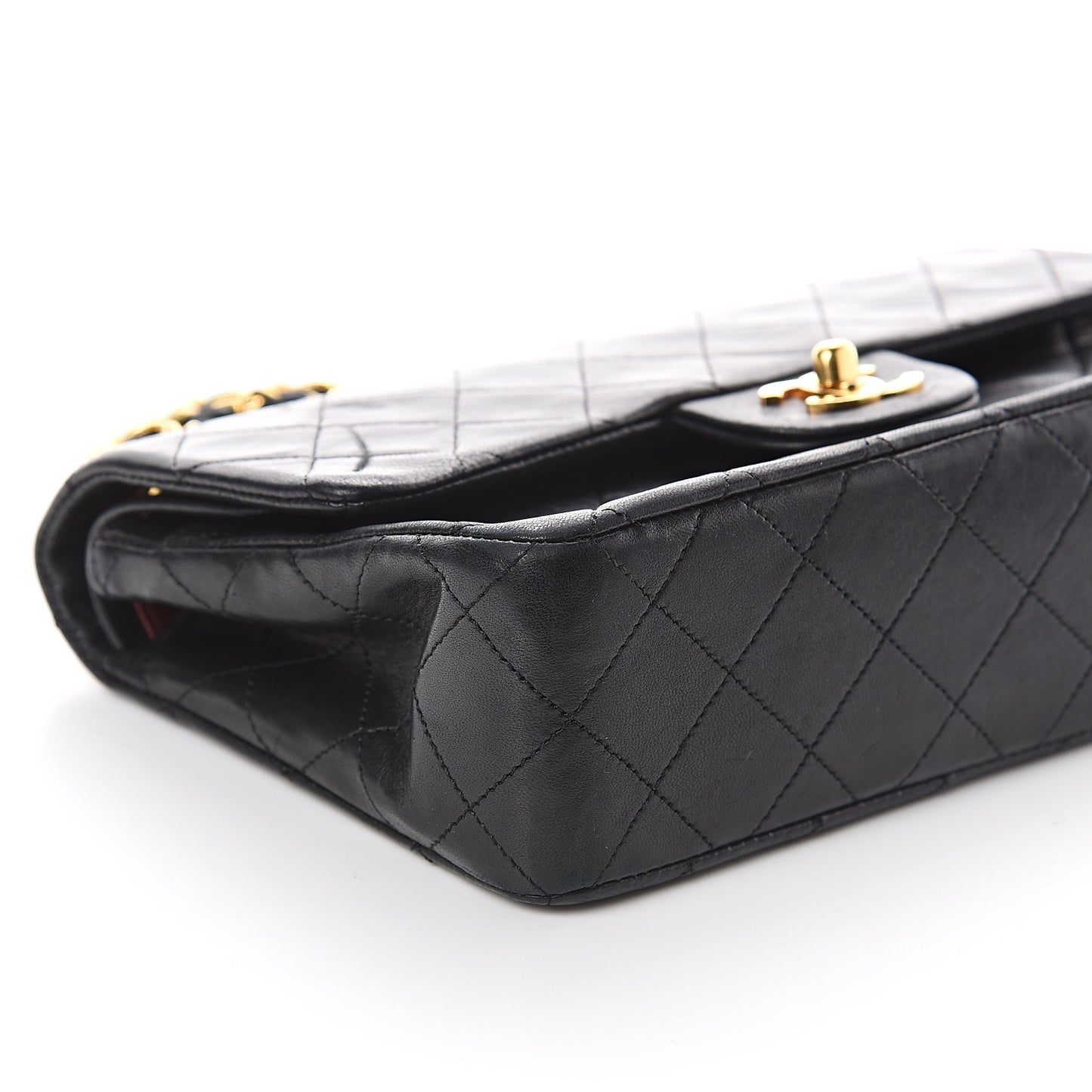 Lambskin Quilted Small Double Flap Black