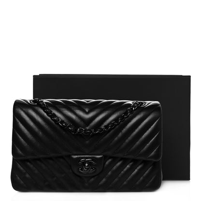 Chanel Lambskin Chevron Quilted Medium Double Flap So Black 14 of 14