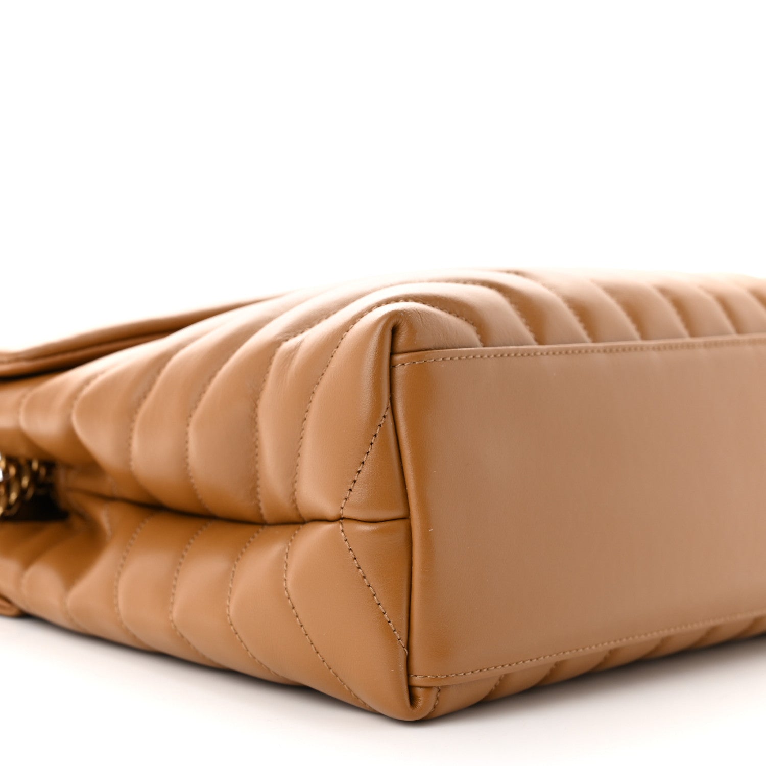 Saint Laurent Calfskin Y Quilted Monogram Medium Loulou Chain Satchel Dark Natural 9 of 10