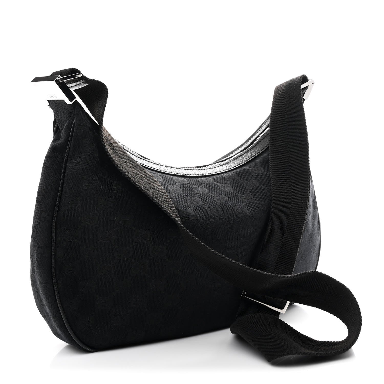 Gucci Monogram Medium Half Moon Hobo Black 2 of 9