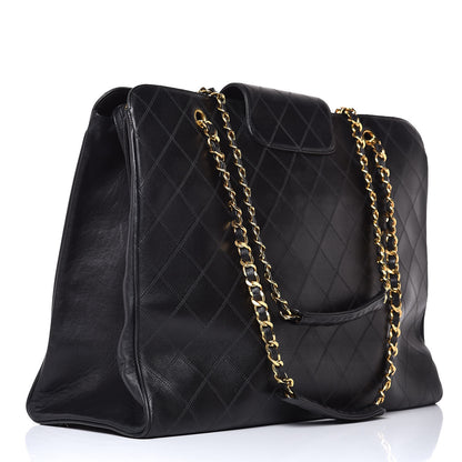 Chanel Calfskin Stitched XL Weekender Black 3 of 13