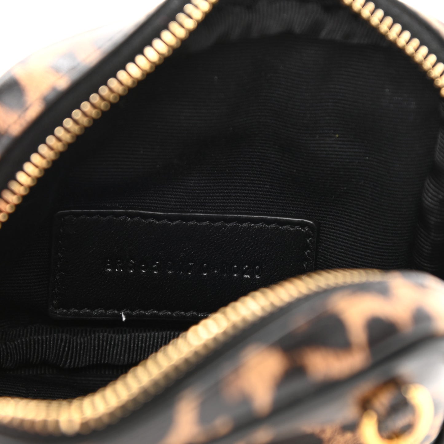 Calfskin Heart Leopard Print Monogram Baby Lou Camera Bag Toffee