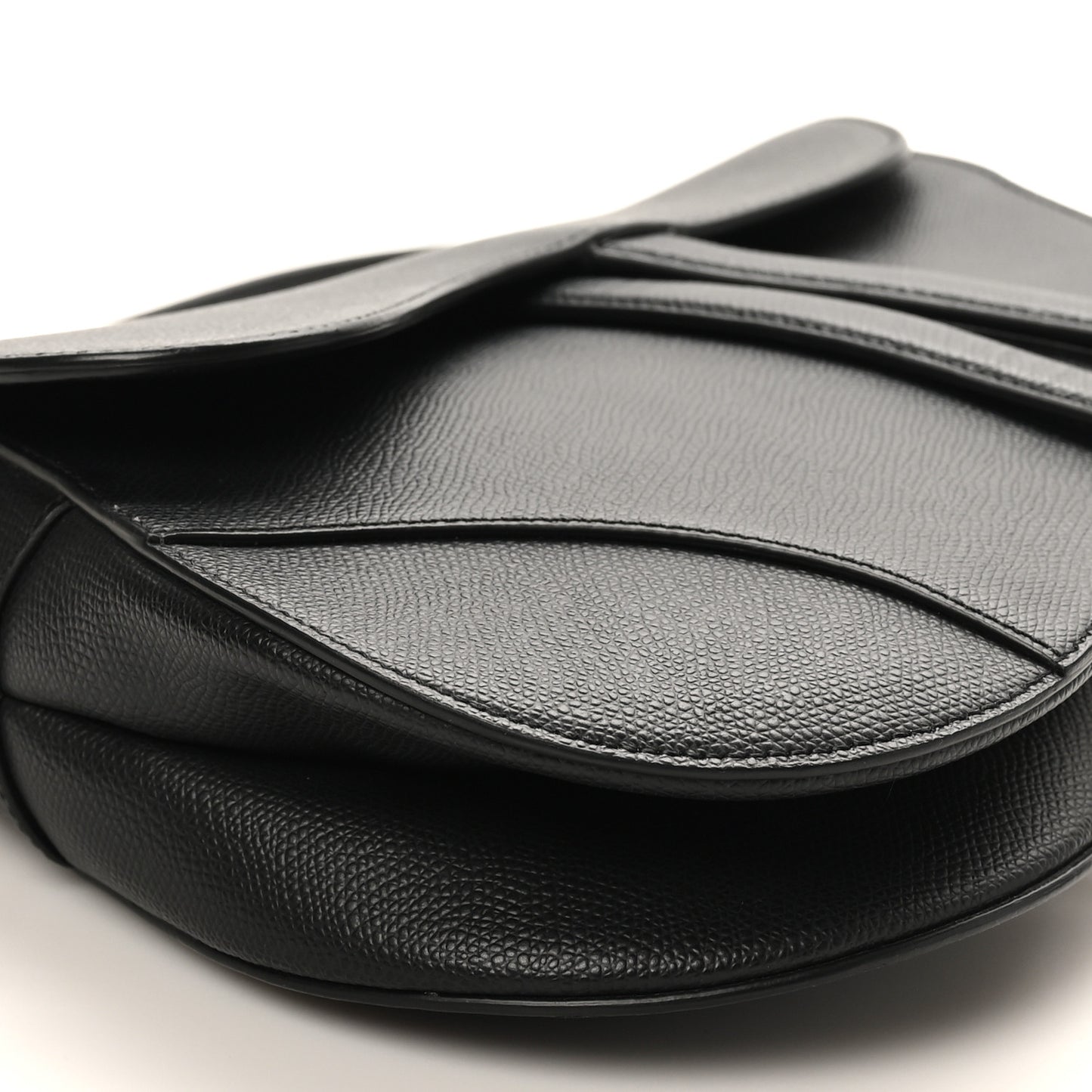 Grained Calfskin Saddle Bag Black