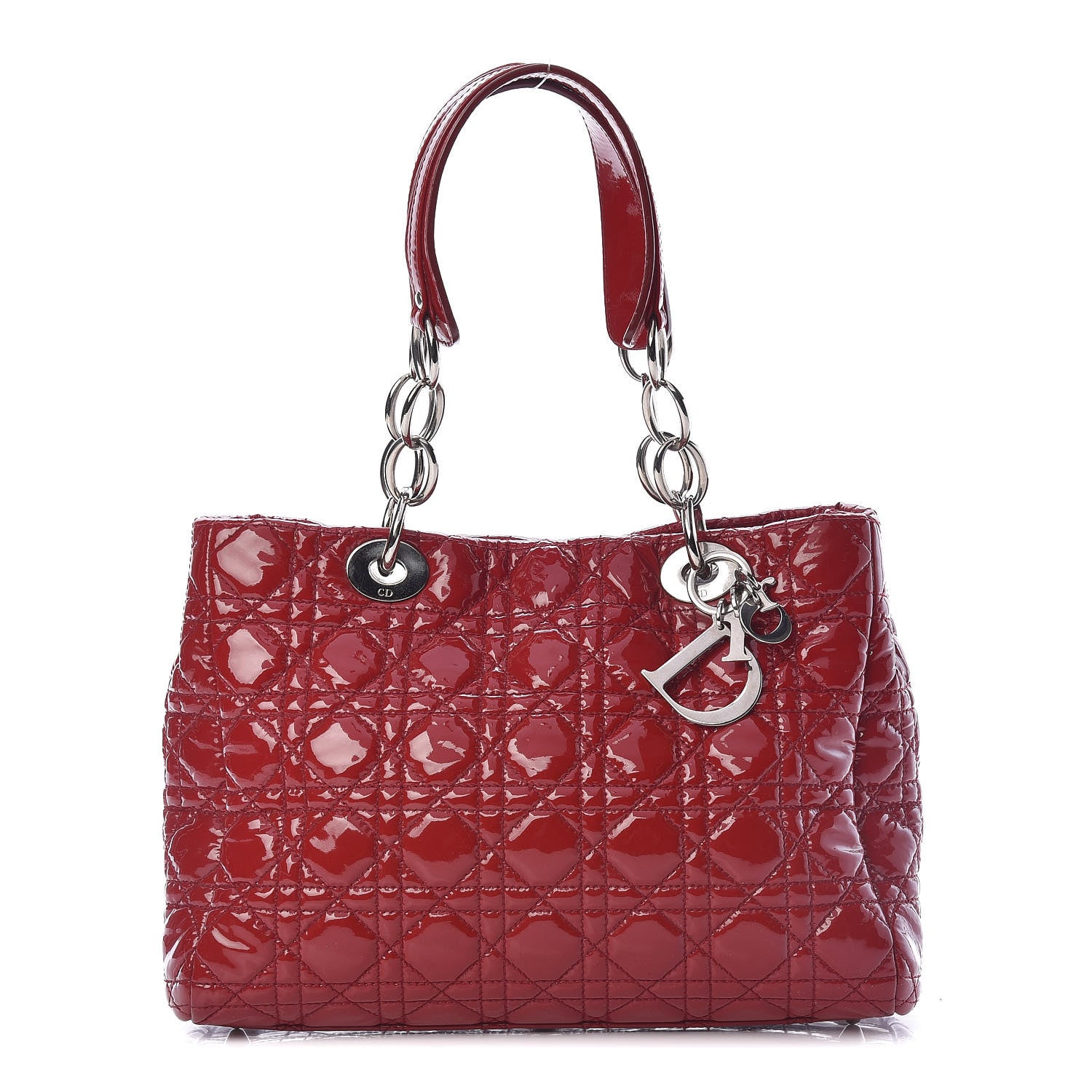 Christian Dior Patent Cannage Small Dior Soft Shopping Tote Red 1 of 12