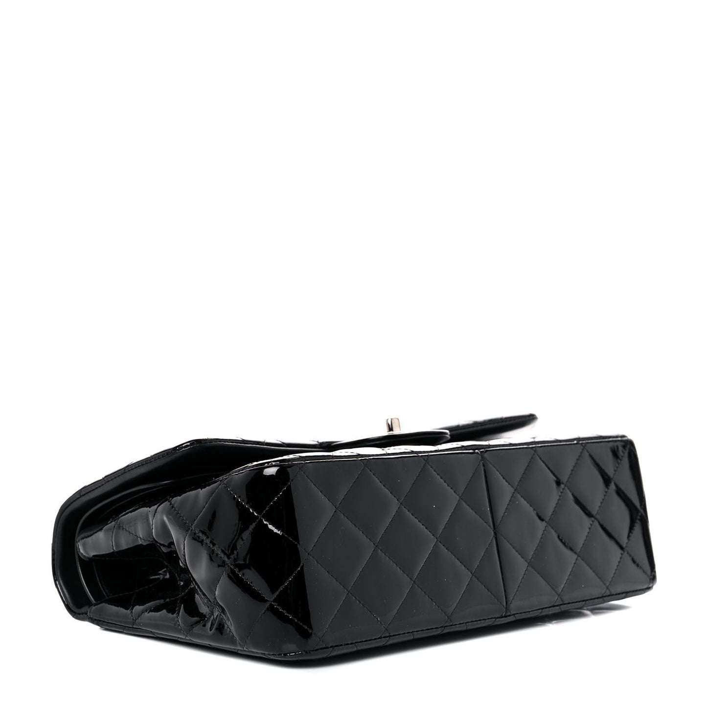 Patent Quilted Jumbo Double Flap Black