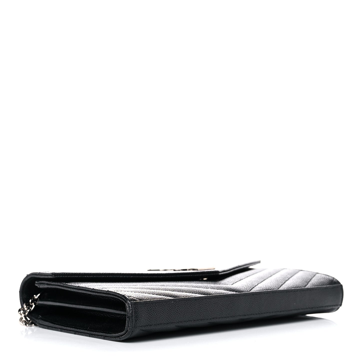 Grain De Poudre Matelasse Chevron Monogram Chain Wallet Black