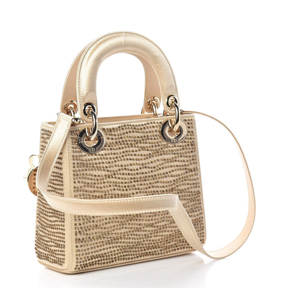 Christian Dior Satin Beaded Mini Lady Dior Gold 3 of 14