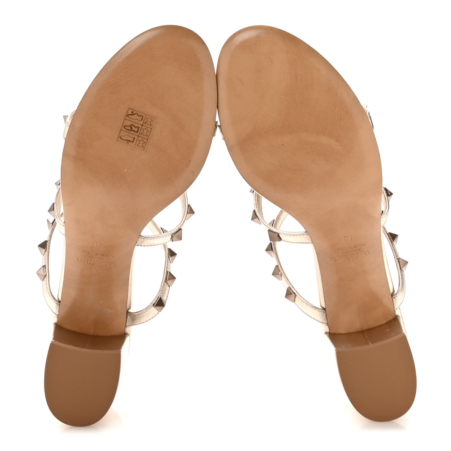 Valentino Garavani Metallic Nappa Rockstud 60mm Caged Slide Sandals 40 Skin 6 of 8