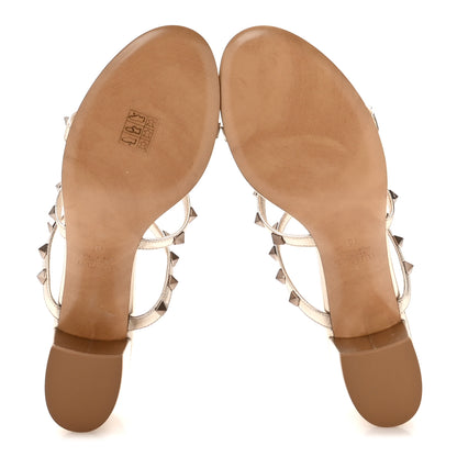 Valentino Garavani Metallic Nappa Rockstud 60mm Caged Slide Sandals 40 Skin 6 of 8