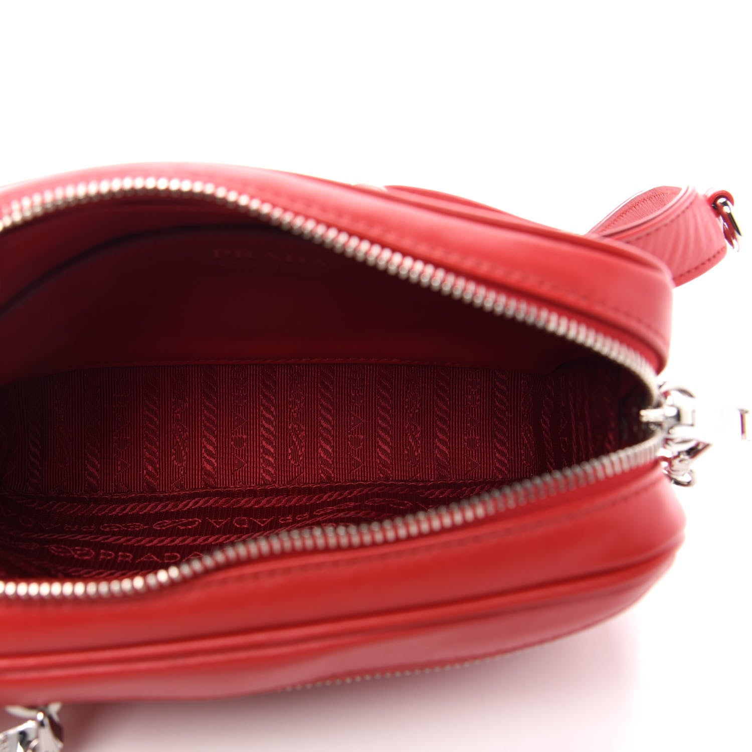 Prada Soft Calfskin Impunture Diagramme Belt Bag Rosso 6 of 10