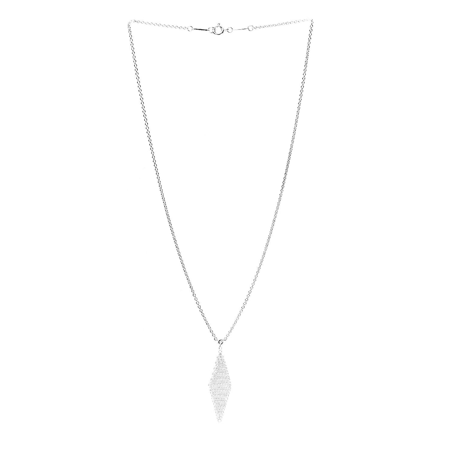 Sterling Silver Diamond Mesh Pendant Necklace