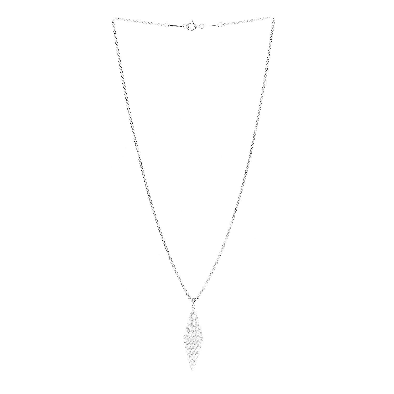 Tiffany Sterling Silver Diamond Mesh Pendant Necklace 2 of 5