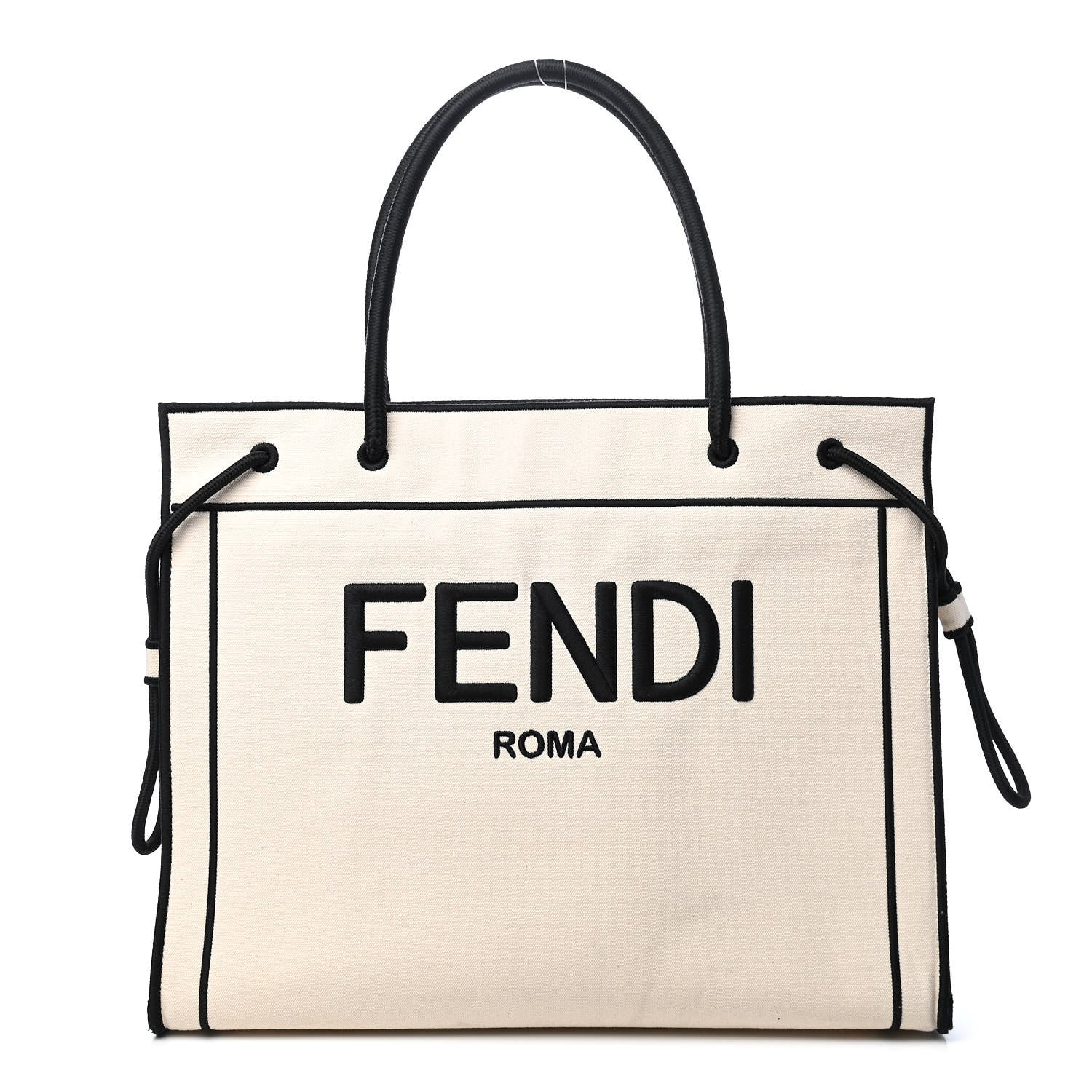 Fendi Canvas Logo Large Shopping Tote Grezzo Black 1 of 11