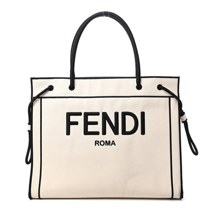 Fendi Canvas Logo Large Shopping Tote Grezzo Black 1 of 11