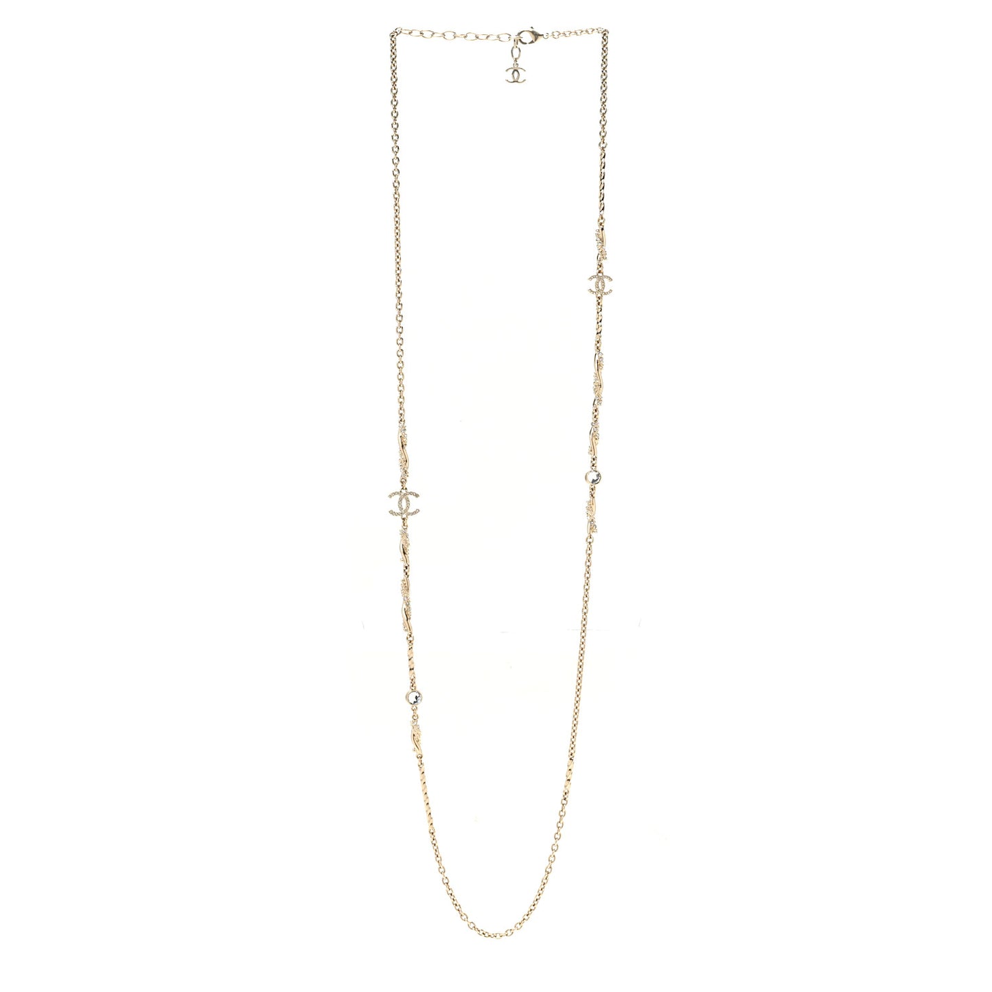 Crystal CC Twist Long Necklace Gold