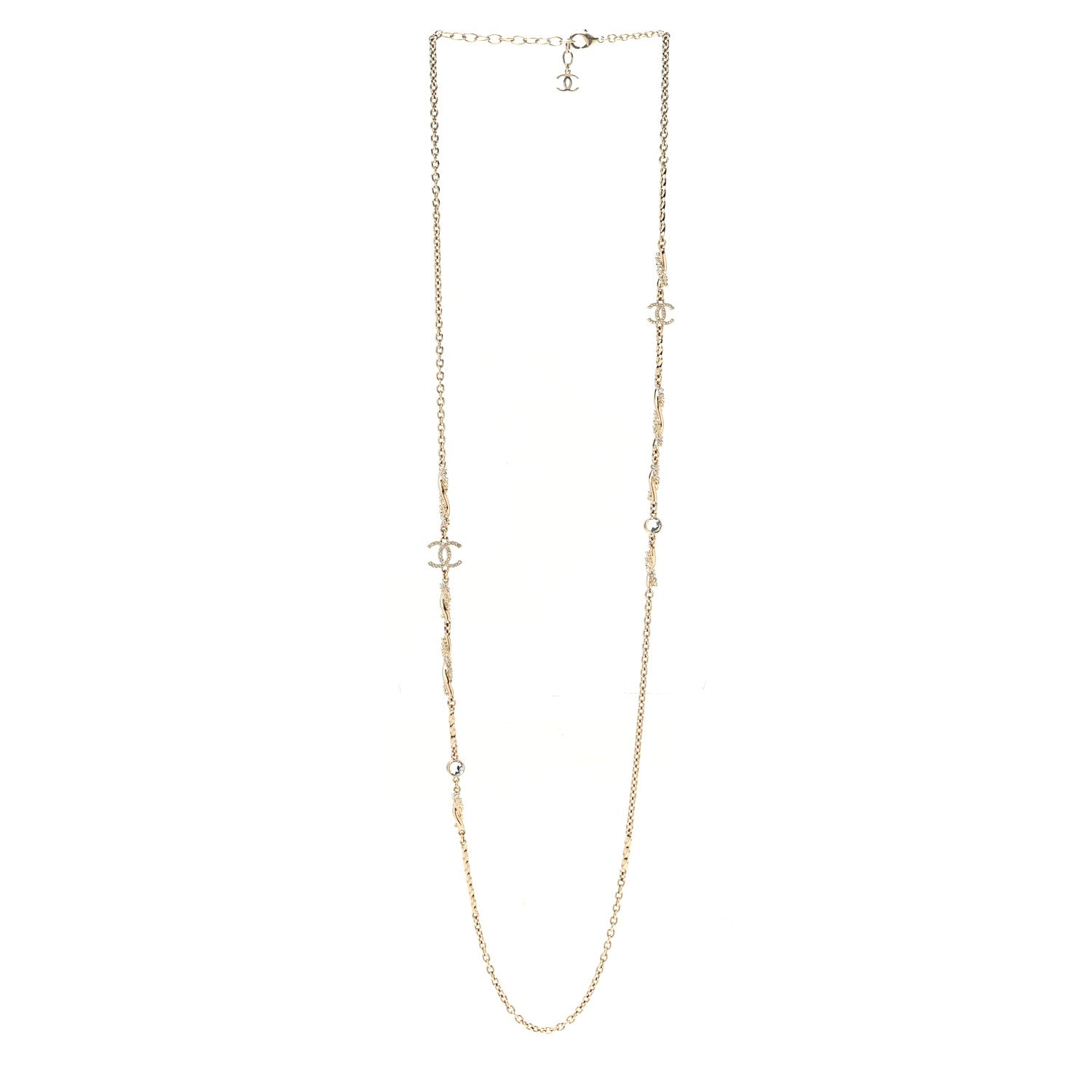 Chanel Crystal CC Twist Long Necklace Gold 3 of 6