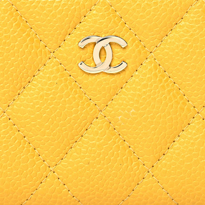 Chanel Caviar Quilted Zip Coin Purse Yellow 8 of 11