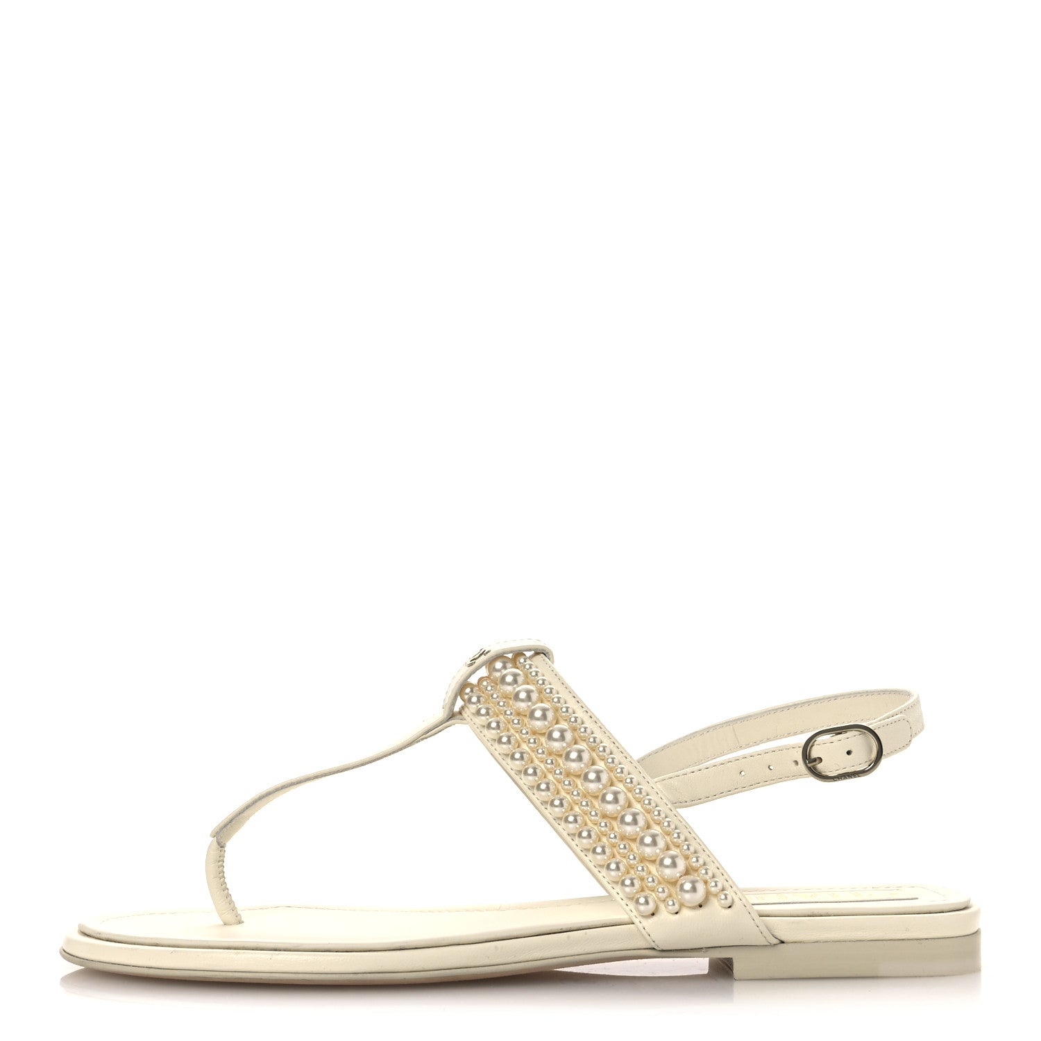 Chanel Lambskin Pearl Mini CC Thong Sandals 38 White 1 of 11