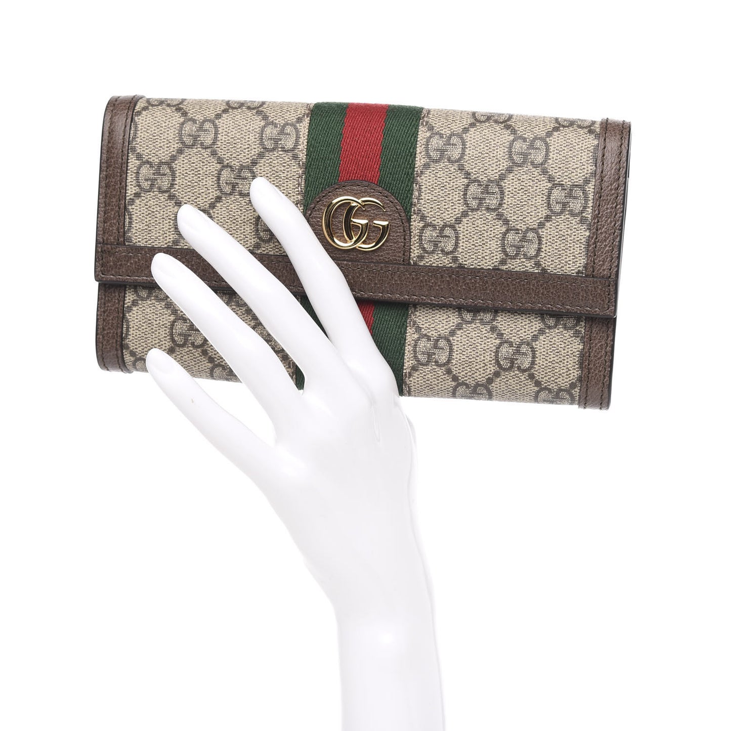 GG Supreme Monogram Web Ophidia Continental Wallet Brown