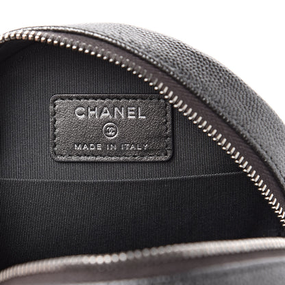 Chanel Metallic Caviar Quilted Round Filigree Crossbody Dark Silver 6 of 10